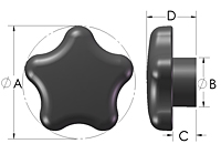 5SA Star Knob Line Drawing